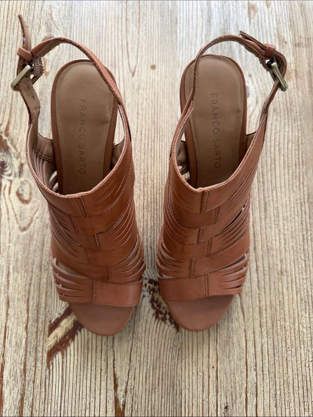 Franco Sarto - Women's Tan Strappy High-Heel Sandals